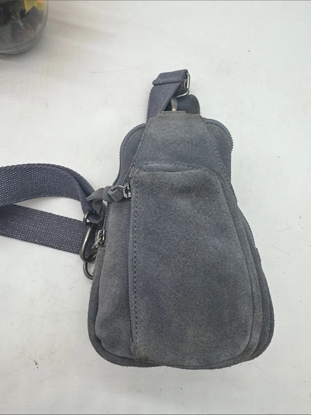 Free People Women's Gray Suede Crossbody Sling Bag - Casual Everyday Carry